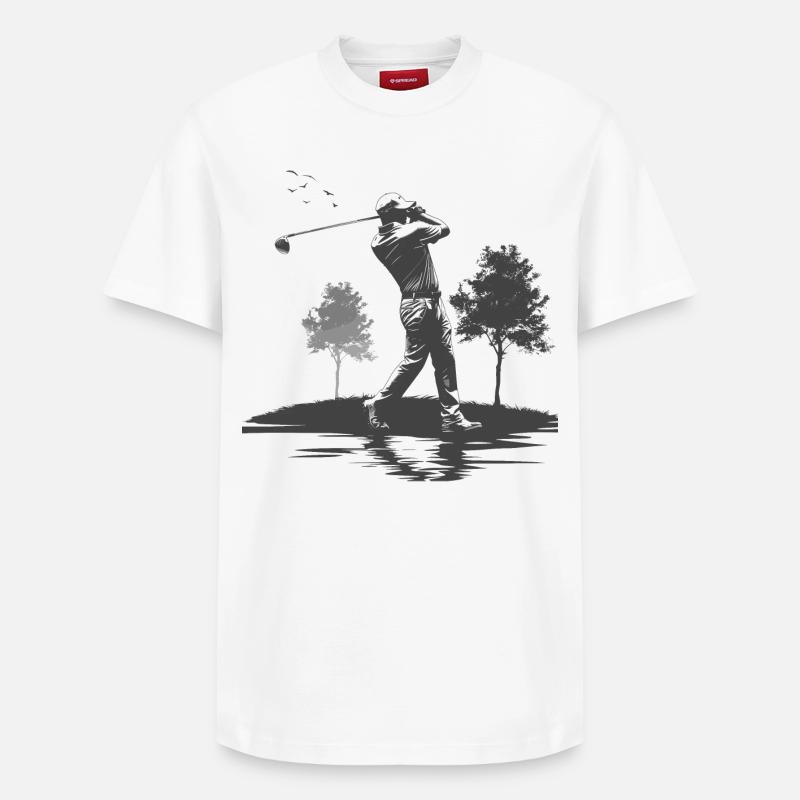 Golfer Grafik - Relaxed Unisex Supima Cotton T-Shirt – von SPREAD - Weiß