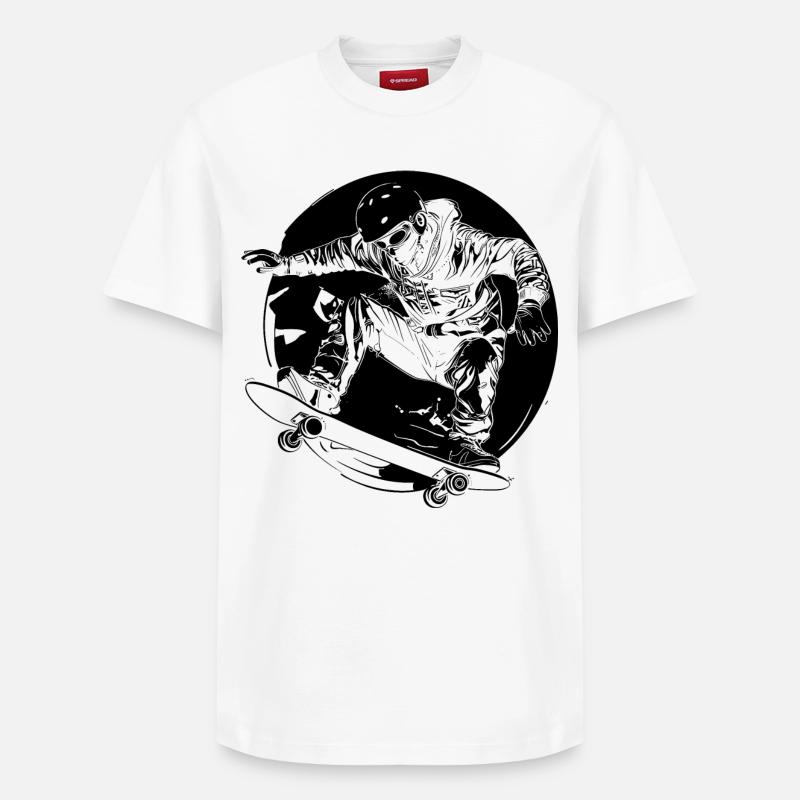 Skateboarder Comic-Stil - Relaxed Unisex Supima Cotton T-Shirt – von SPREAD - Weiß