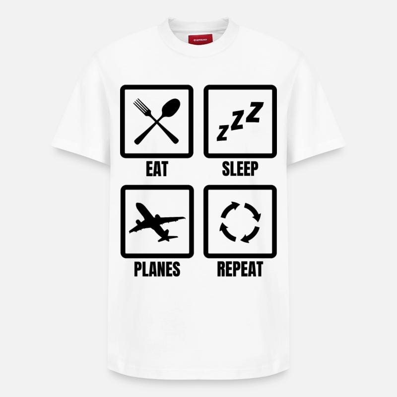 Passionné d’avion - T-shirt unisexe décontracté en coton Supima – de SPREAD - blanc