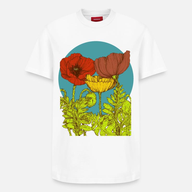 Coquelicots - T-shirt unisexe décontracté en coton Supima – de SPREAD - blanc