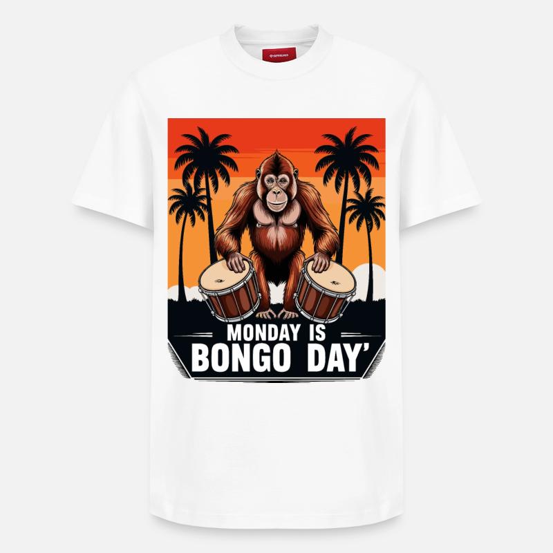 Monkey Bongo Batteur - T-shirt unisexe décontracté en coton Supima – de SPREAD - blanc