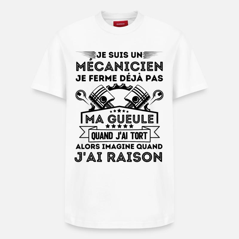 Humour mécanicien mécano 2 - T-shirt unisexe décontracté en coton Supima – de SPREAD - blanc