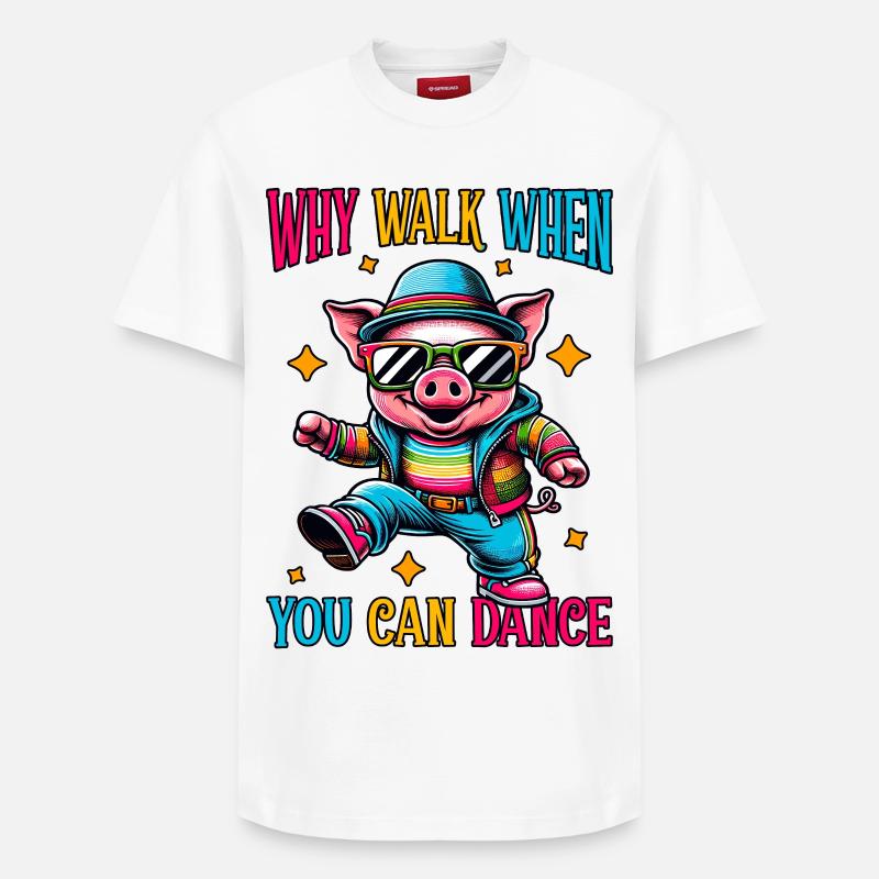 Drôle de danse cochon - T-shirt unisexe décontracté en coton Supima – de SPREAD - blanc