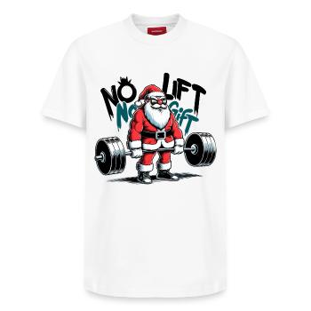 Soulevé de terre Père Noël Cadeau drôle - T-shirt unisexe décontracté en coton Supima – de SPREAD - blanc - Devant - AI Model Female 172 dark (172cm) & AI Model Male 185 dark (185cm)