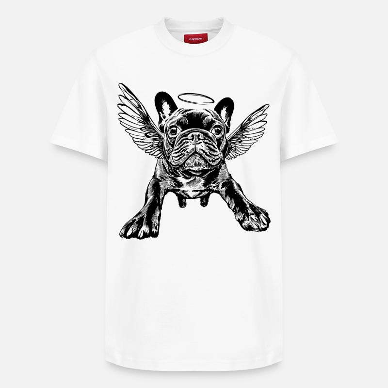 Bouledogue français avec ailes Bouledogue français - T-shirt unisexe décontracté en coton Supima – de SPREAD - blanc