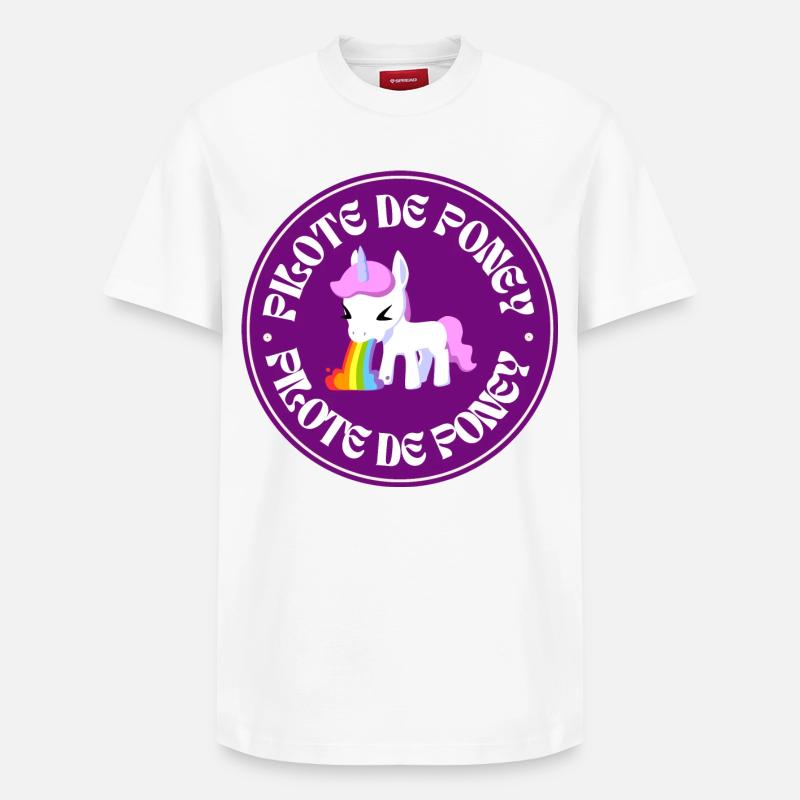 Pilote de poney - T-shirt unisexe décontracté en coton Supima – de SPREAD - blanc