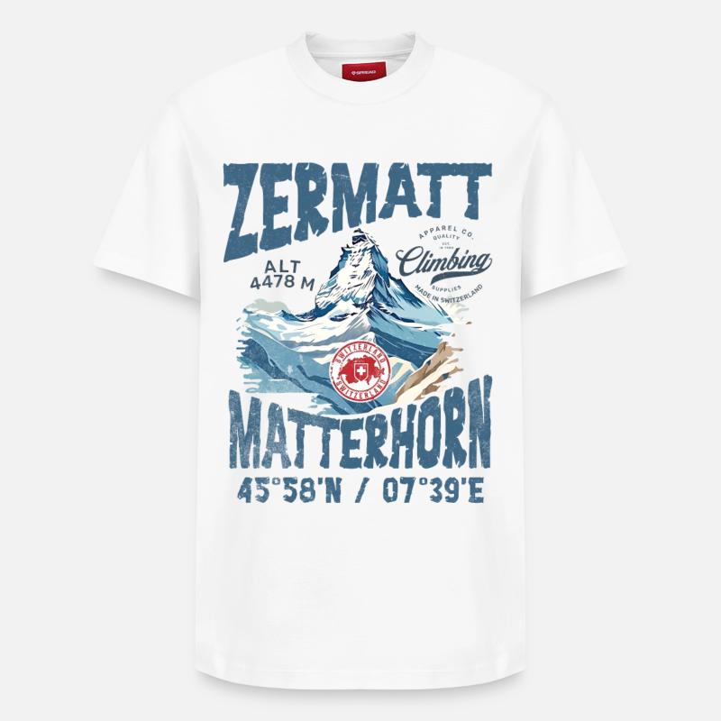 Zermatter Klettern 2 - Relaxed Unisex Supima Cotton T-Shirt – von SPREAD - Weiß
