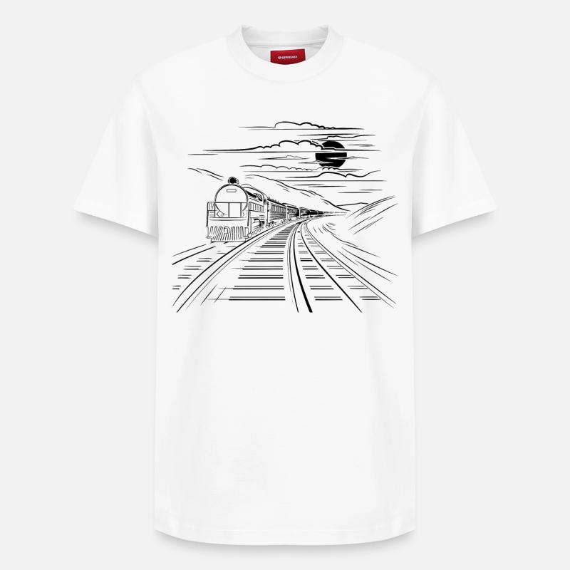 Dessin ferroviaire - T-shirt unisexe décontracté en coton Supima – de SPREAD - blanc