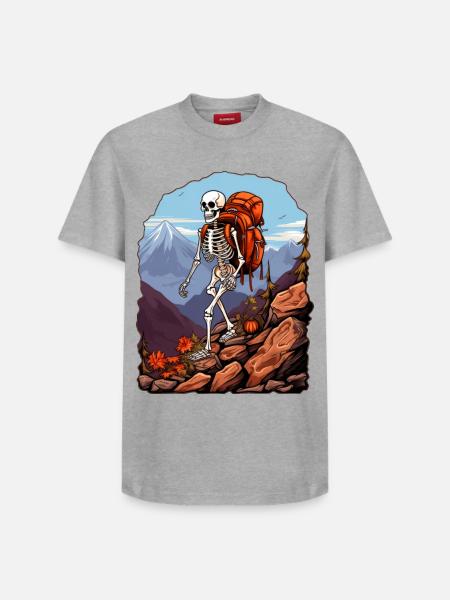 Skelette Wandern / Bergsteiger Skelett - Relaxed Unisex Supima Cotton T-Shirt – von SPREAD - Weiß
