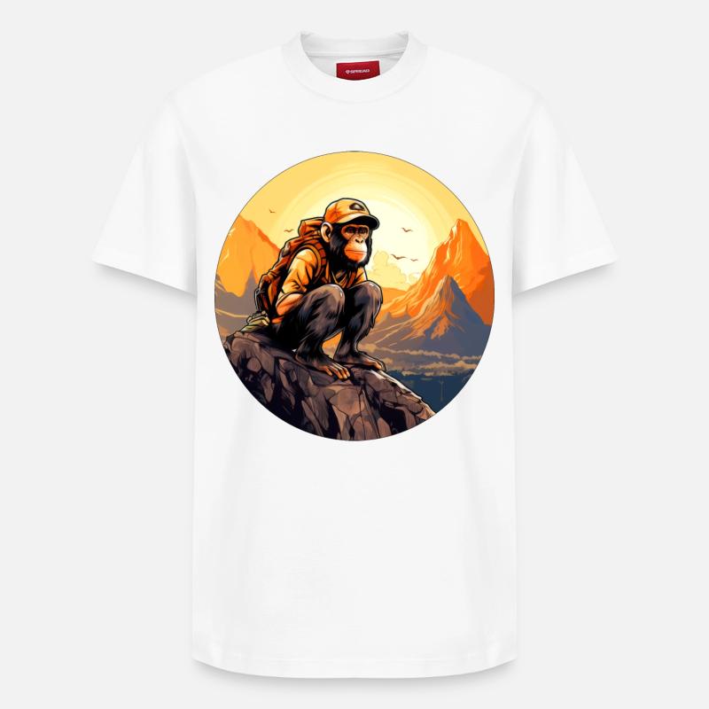 Affen Wandern / Bergsteiger Affe - Relaxed Unisex Supima Cotton T-Shirt – von SPREAD - Weiß