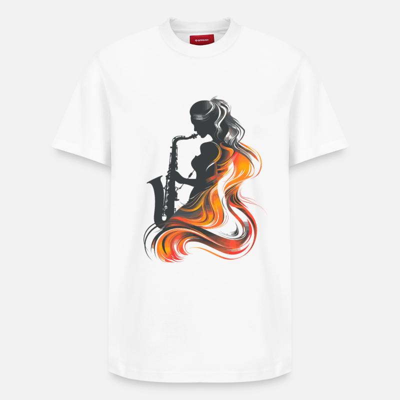 Saxophoniste Conception graphique - T-shirt unisexe décontracté en coton Supima – de SPREAD - blanc