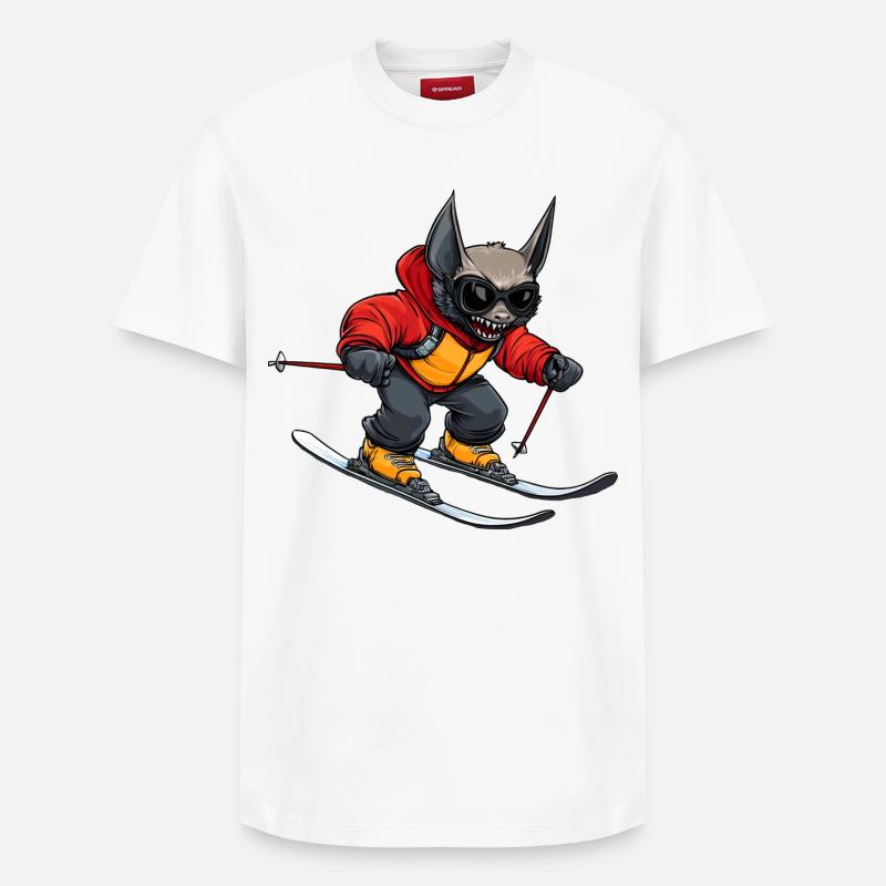 Skieur chauve-souris - T-shirt unisexe décontracté en coton Supima – de SPREAD - blanc