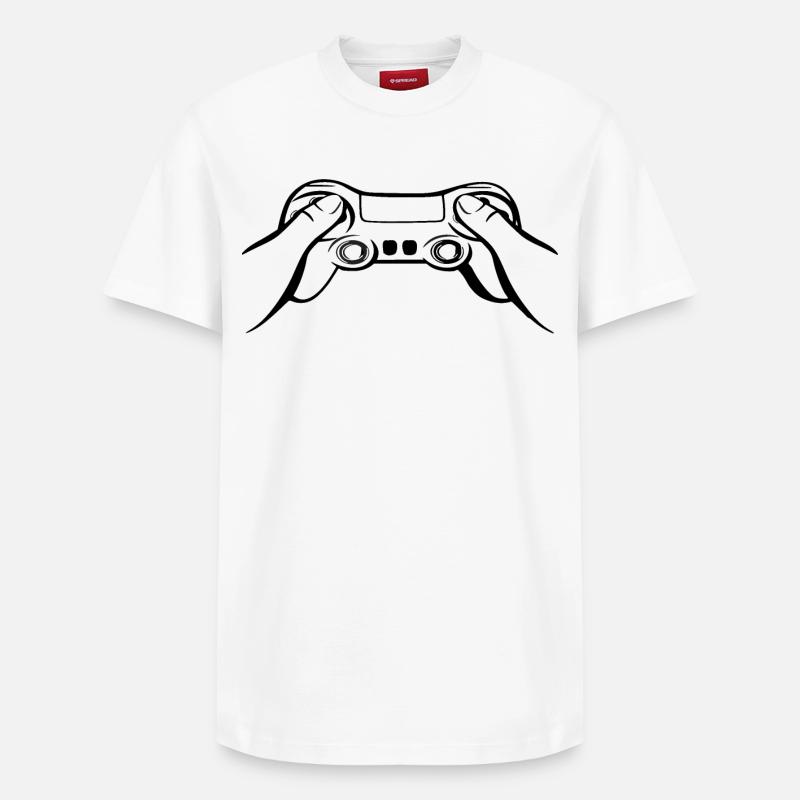 Manette de jeu noire - T-shirt unisexe décontracté en coton Supima – de SPREAD - blanc