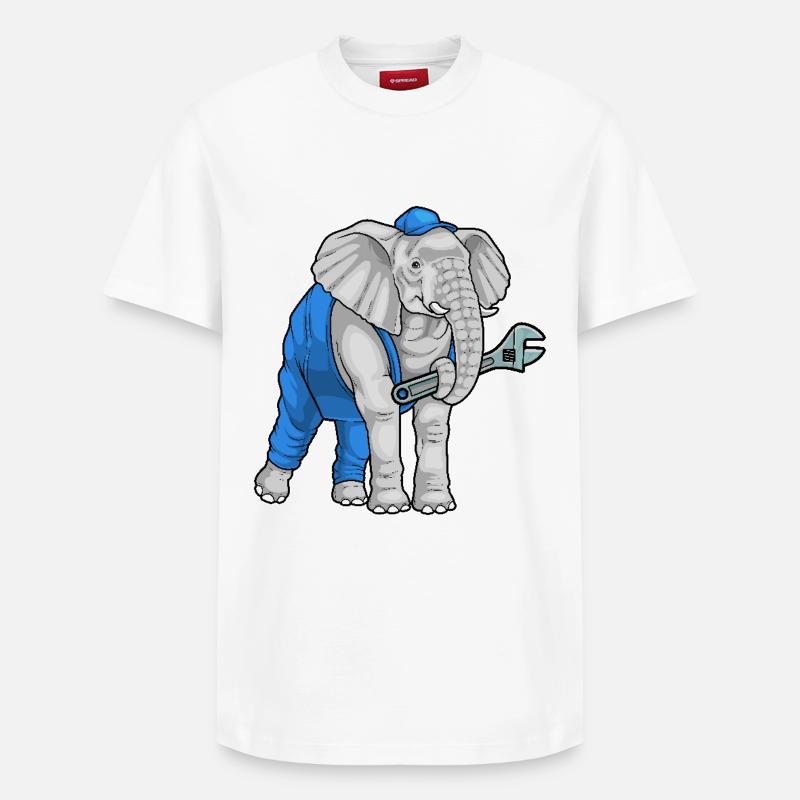 Clé mécanique éléphant - T-shirt unisexe décontracté en coton Supima – de SPREAD - blanc