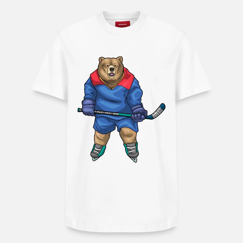 Bär Eishockey Eishockeyschläger - Relaxed Unisex Supima Cotton T-Shirt – von SPREAD - Weiß