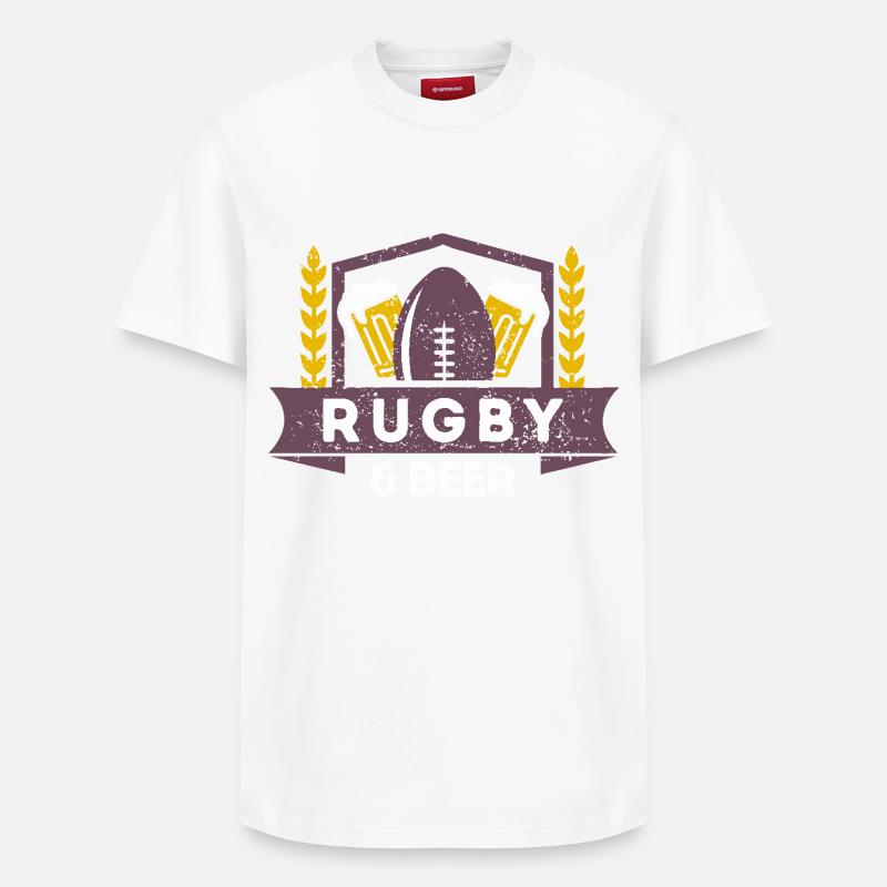 Rugby & Beer – Game Day Essentials - Relaxed Unisex Supima Cotton T-Shirt – von SPREAD - Weiß