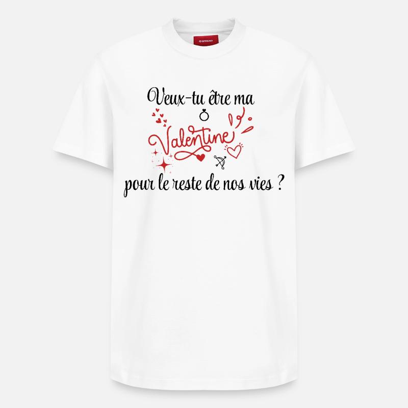 Demande en mariage, Saint-Valentin, Romantique - T-shirt unisexe décontracté en coton Supima – de SPREAD - blanc