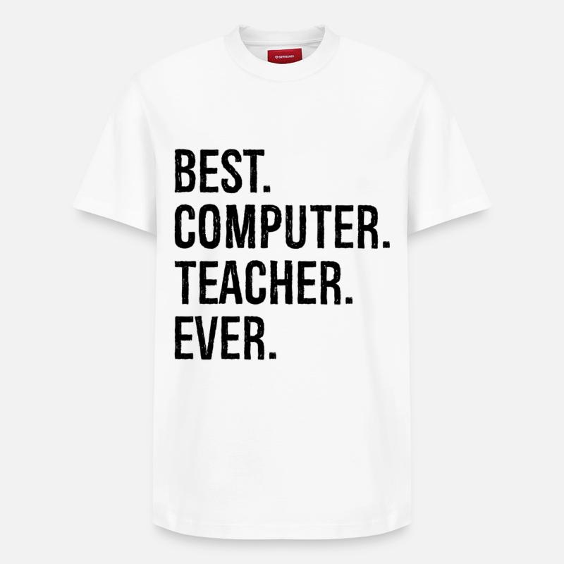 best computer teacher ever - Relaxed Unisex Supima Cotton T-Shirt – von SPREAD - Weiß