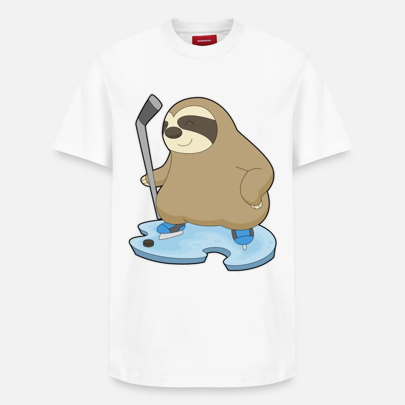 Faultier Eishockey Eishockeyschläger - Relaxed Unisex Supima Cotton T-Shirt – von SPREAD - Weiß