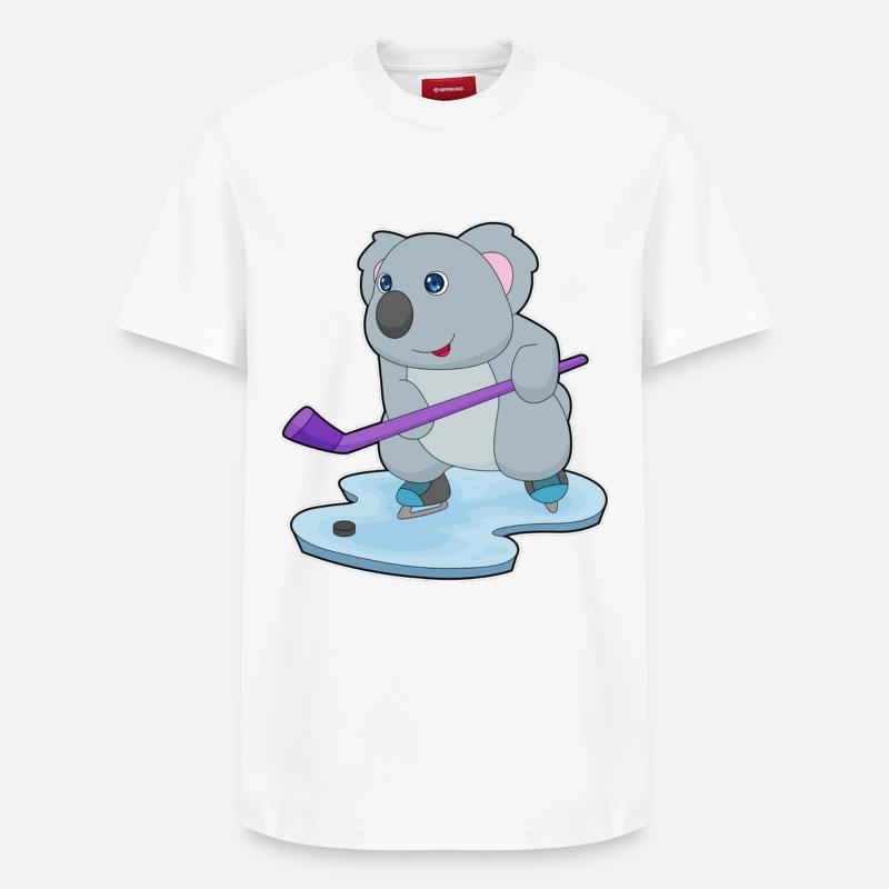 Koala Eishockey Eishockeyschläger - Relaxed Unisex Supima Cotton T-Shirt – von SPREAD - Weiß
