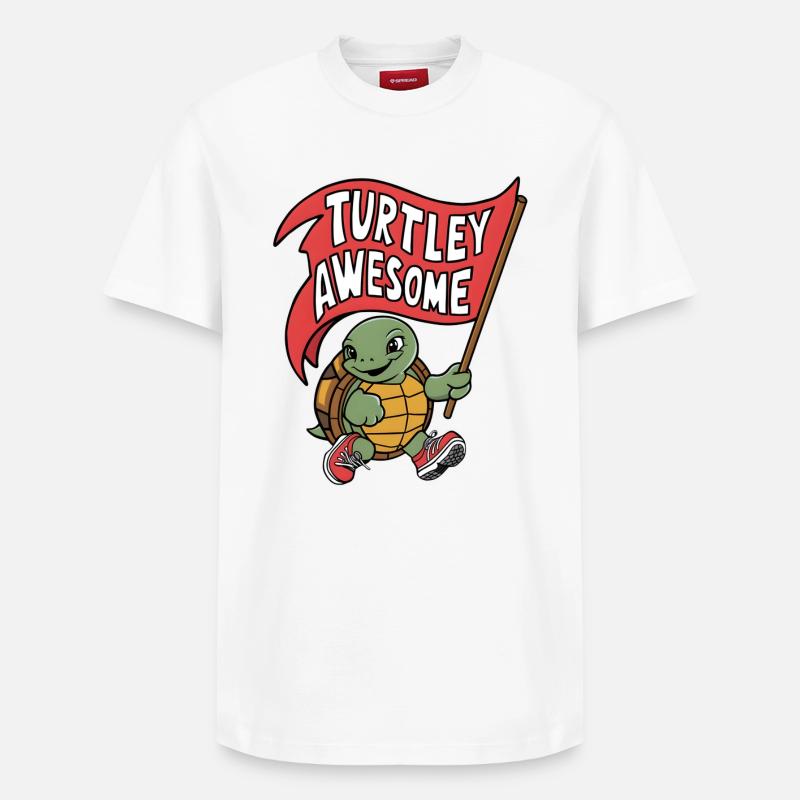 Turtley Awesome Flag Turtle - Relaxed Unisex Supima Cotton T-Shirt – von SPREAD - Weiß