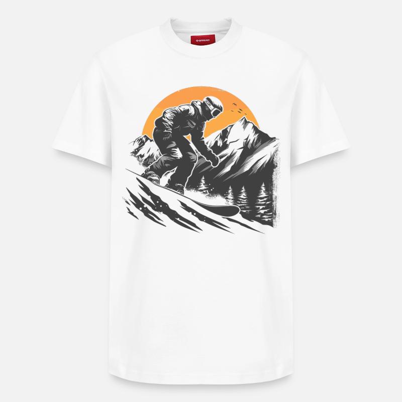 Snowboarder Zeichnung - Relaxed Unisex Supima Cotton T-Shirt – von SPREAD - Weiß