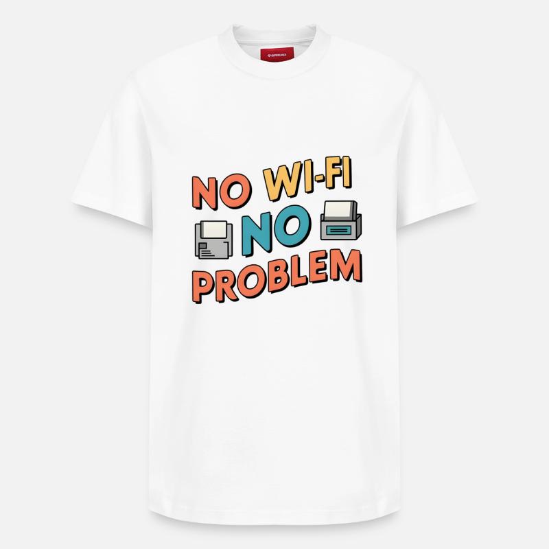No Wi-Fi, No Problem - Relaxed Unisex Supima Cotton T-Shirt – von SPREAD - Weiß