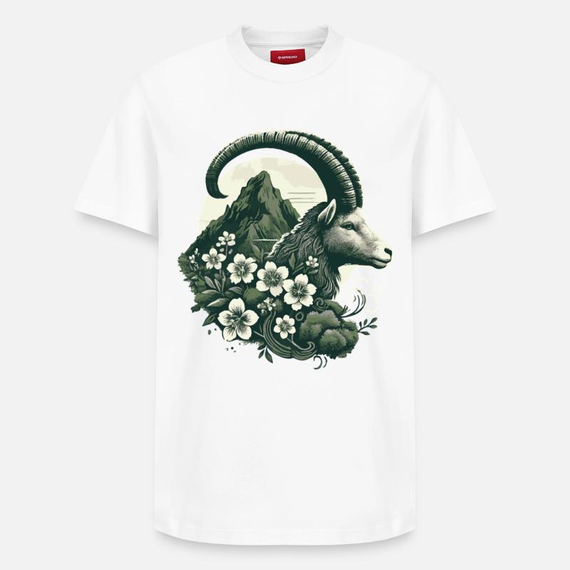 Steinbock Sternzeichen - Bergziege Astrologie - Relaxed Unisex Supima Cotton T-Shirt – von SPREAD - Weiß
