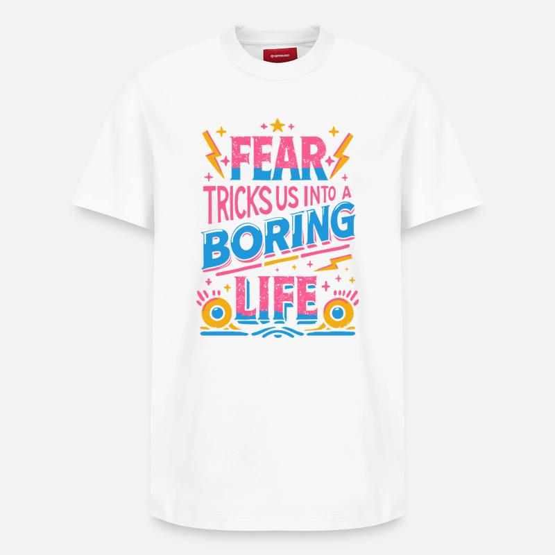 Ne vous inquiétez pas, vivez ! - T-shirt unisexe décontracté en coton Supima – de SPREAD - blanc