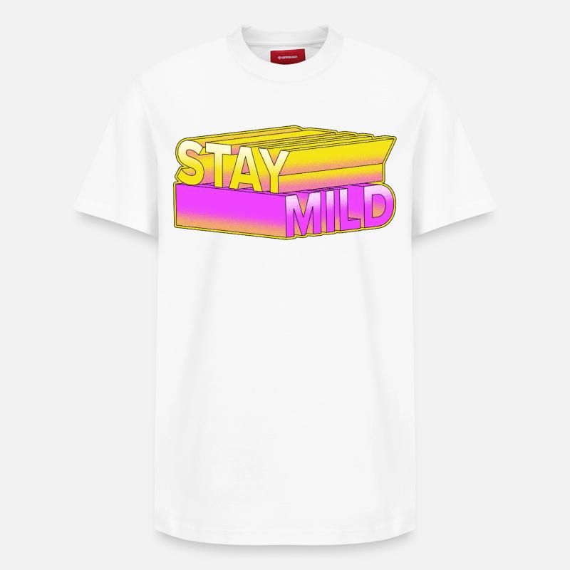 Stay Mild - Look rétro néon 3D - T-shirt unisexe décontracté en coton Supima – de SPREAD - blanc
