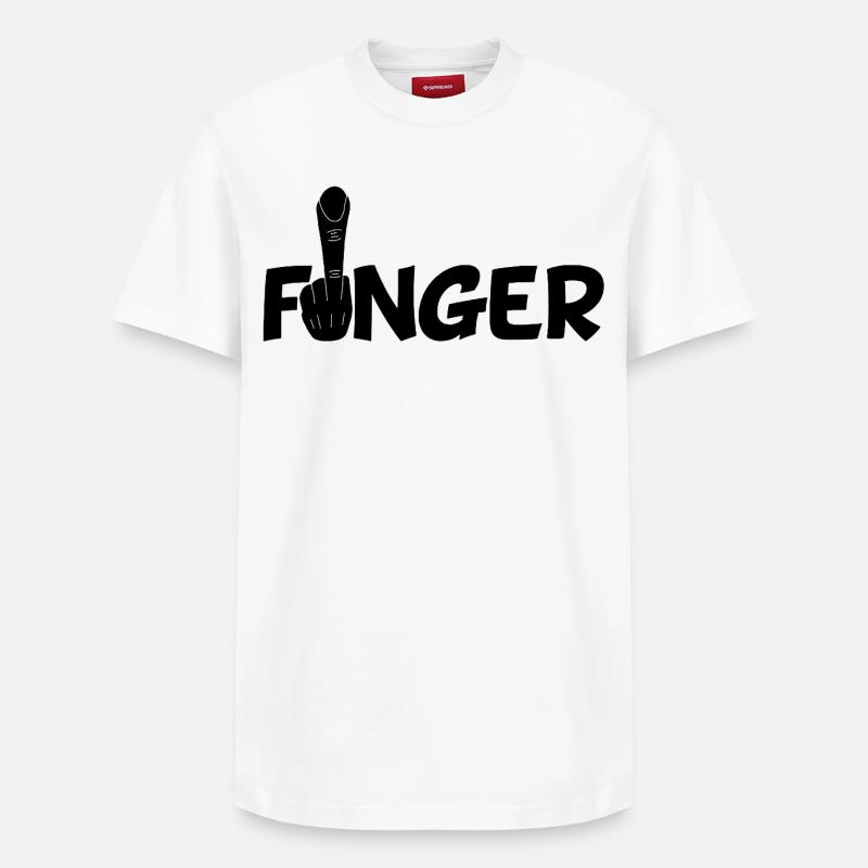 Le doigt (noir) - T-shirt unisexe décontracté en coton Supima – de SPREAD - blanc