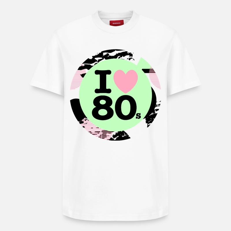  I ♥ 80s – Neon Retro Vibes - Relaxed Unisex Supima Cotton T-Shirt – von SPREAD - Weiß