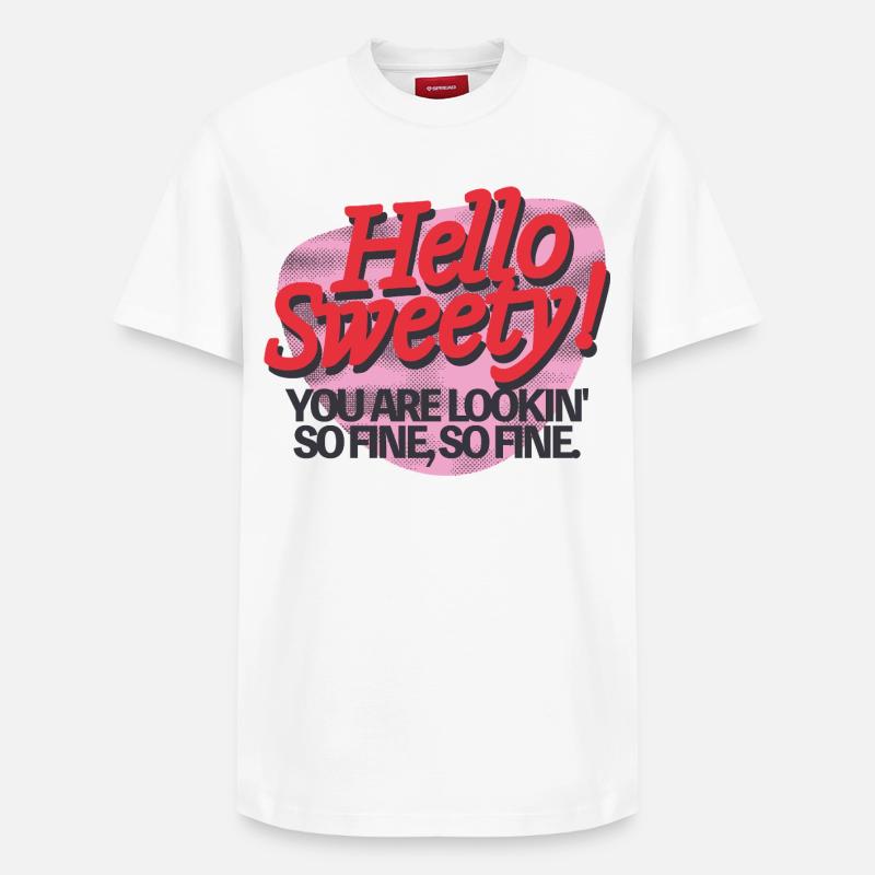 Hello Sweety! – Flirty Retro Vibes - Relaxed Unisex Supima Cotton T-Shirt – von SPREAD - Weiß