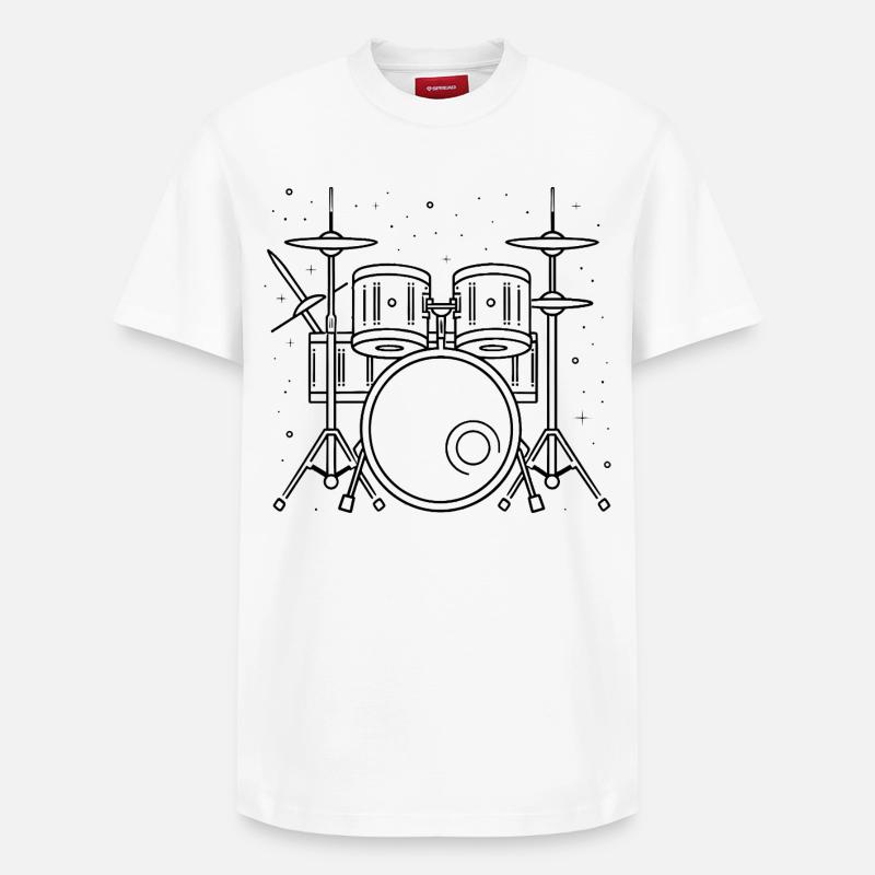 Drum Set Zeichnung - Relaxed Unisex Supima Cotton T-Shirt – von SPREAD - Weiß