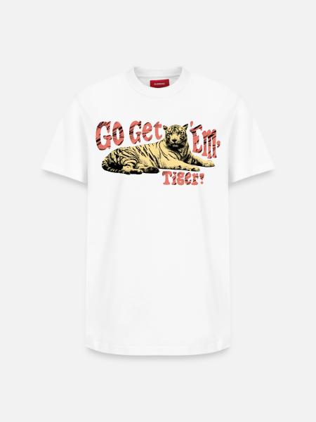 Go Get 'Em, Tiger! – Motivational Tiger - Relaxed Unisex Supima Cotton T-Shirt – by SPREAD - white