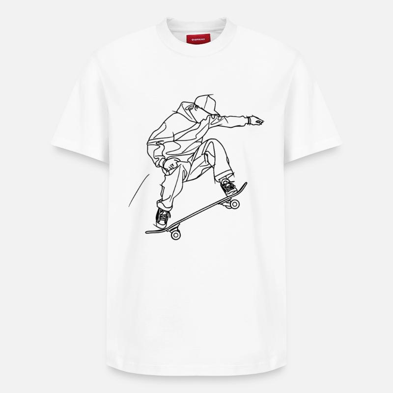 Dessin de skateboard - T-shirt unisexe décontracté en coton Supima – de SPREAD - blanc