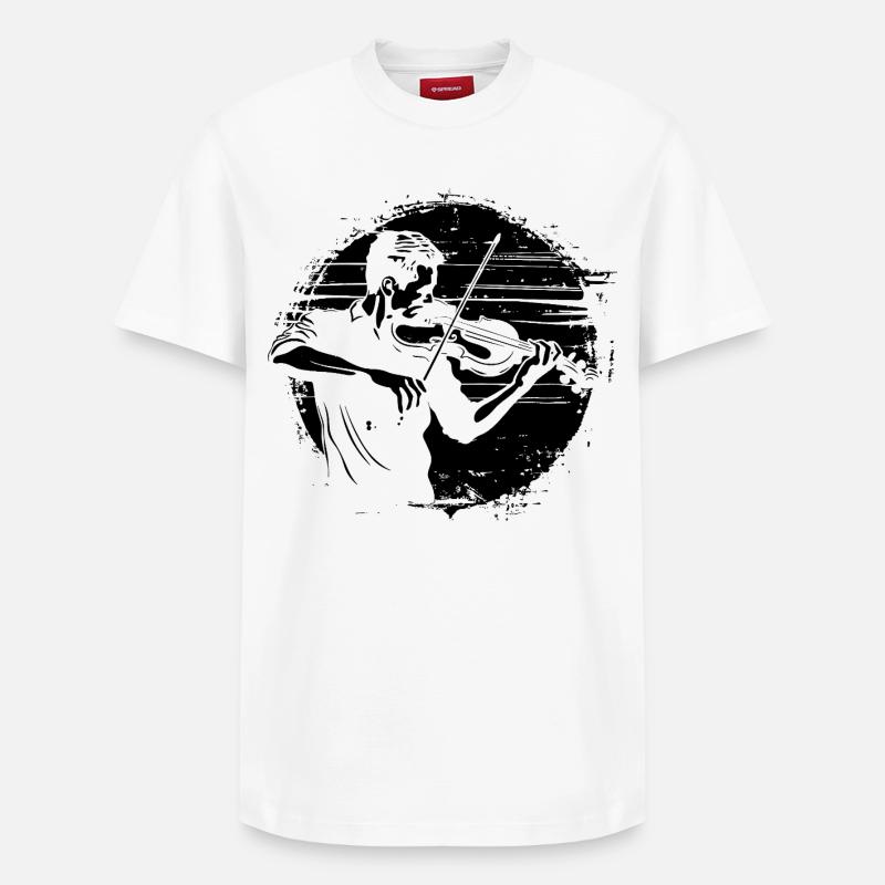 Dessin de violoniste - T-shirt unisexe décontracté en coton Supima – de SPREAD - blanc