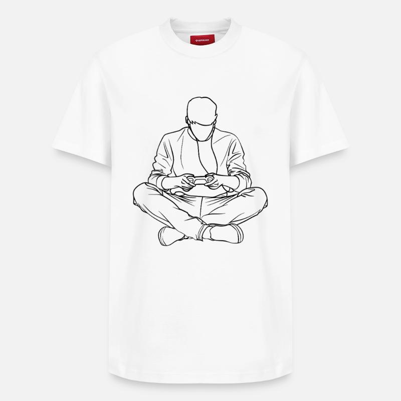 Gaming Boy Drawing - Relaxed Unisex Supima Cotton T-Shirt – by SPREAD - white