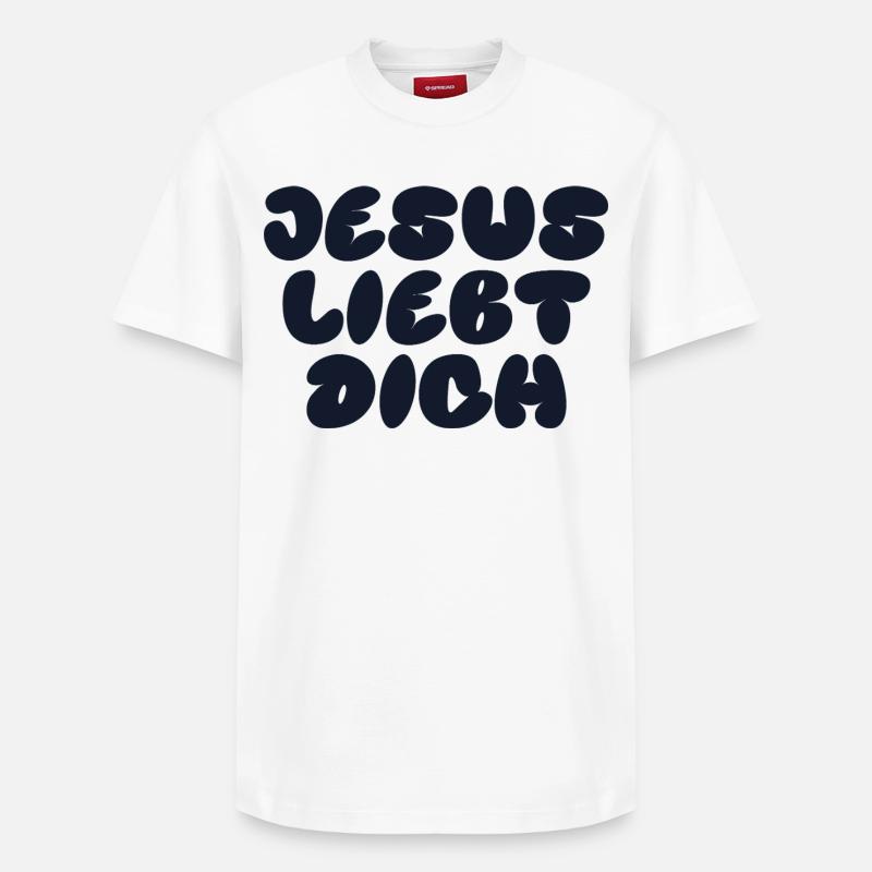 JÉSUS T’AIME - T-shirt unisexe décontracté en coton Supima – de SPREAD - blanc