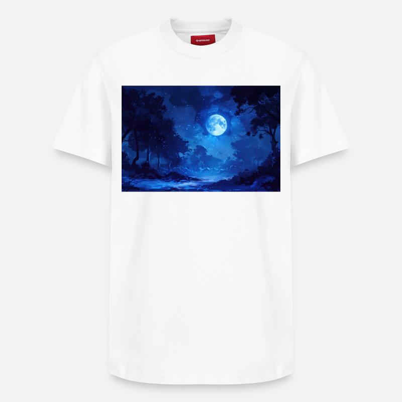 Poster Illustration Paysage de nuit - T-shirt unisexe décontracté en coton Supima – de SPREAD - blanc