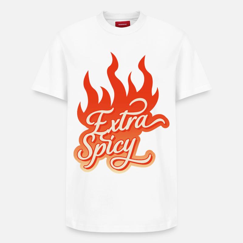 Extra Spicy – Feurige Typografie - Relaxed Unisex Supima Cotton T-Shirt – von SPREAD - Weiß