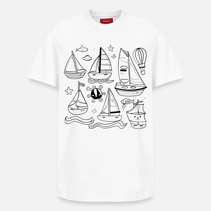 Sailing Comic Style - Relaxed Unisex Supima Cotton T-Shirt – by SPREAD - white