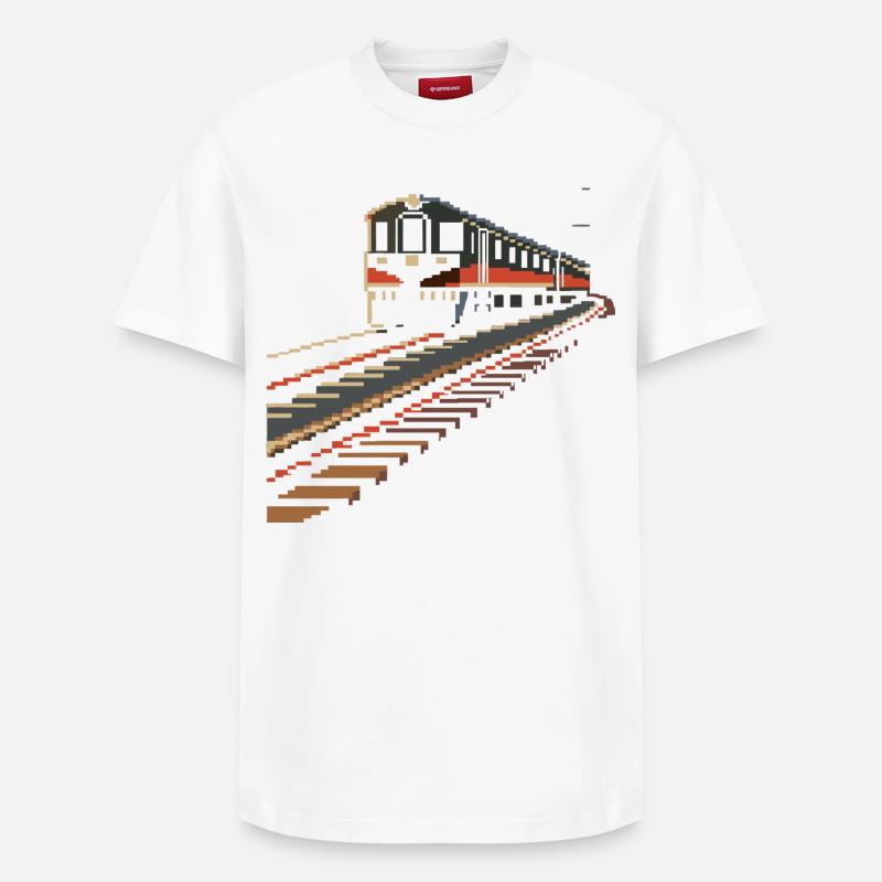 Pixels de chemin de fer - T-shirt unisexe décontracté en coton Supima – de SPREAD - blanc