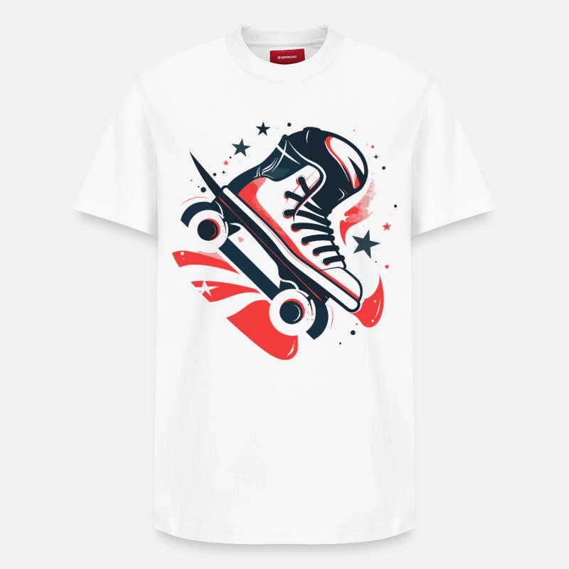 Dessin de patins à roulettes - T-shirt unisexe décontracté en coton Supima – de SPREAD - blanc