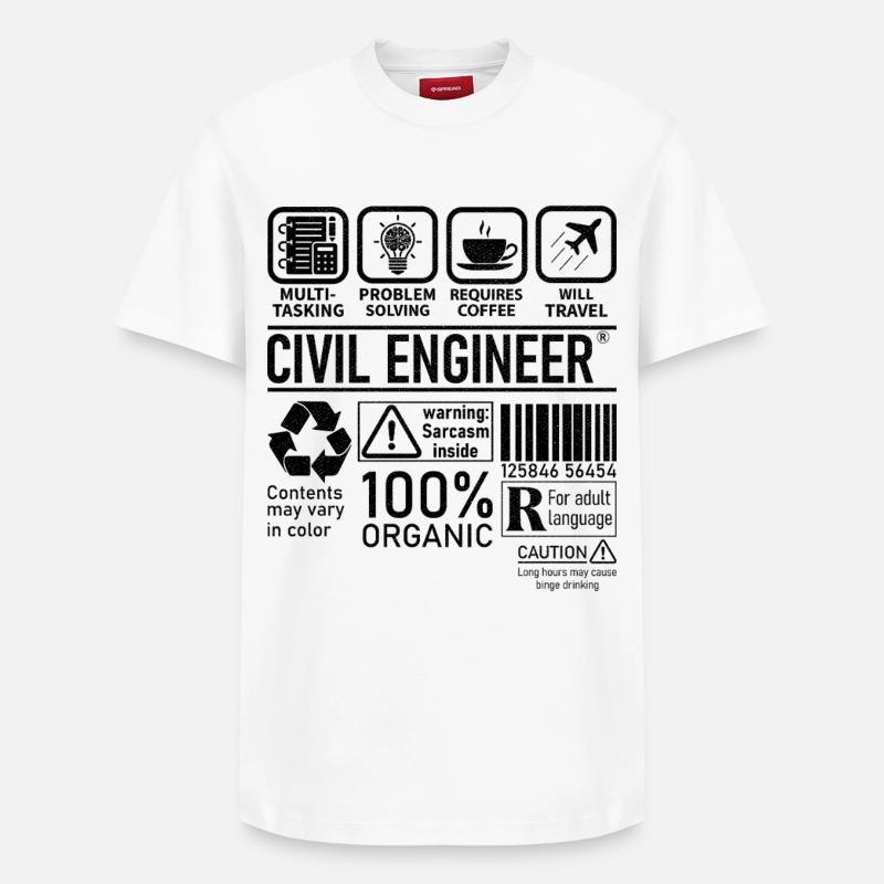 Civil Engineer multi tasking problem solving - Relaxed Unisex Supima Cotton T-Shirt – by SPREAD - white