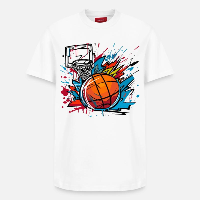 Graffiti de basket-ball - T-shirt unisexe décontracté en coton Supima – de SPREAD - blanc