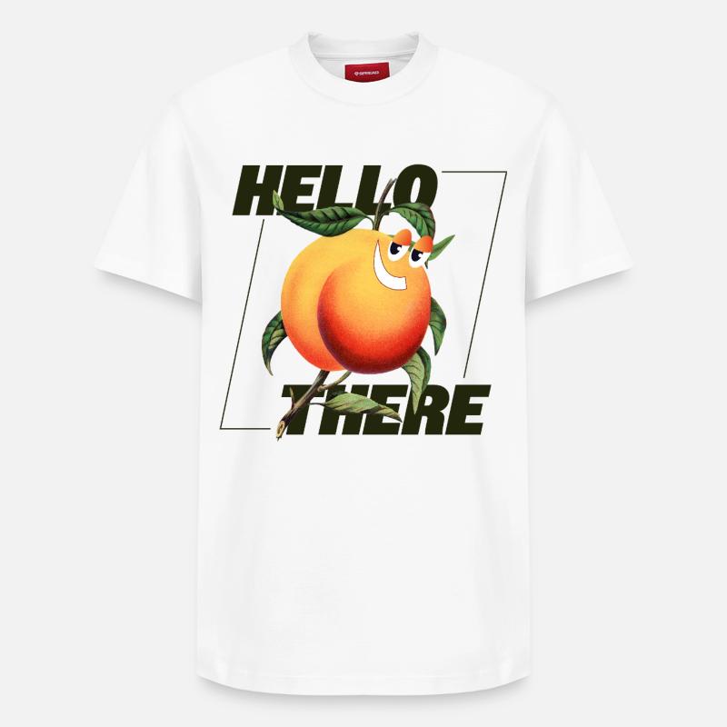 Peach Retro – Déclaration Hello There - T-shirt unisexe décontracté en coton Supima – de SPREAD - blanc
