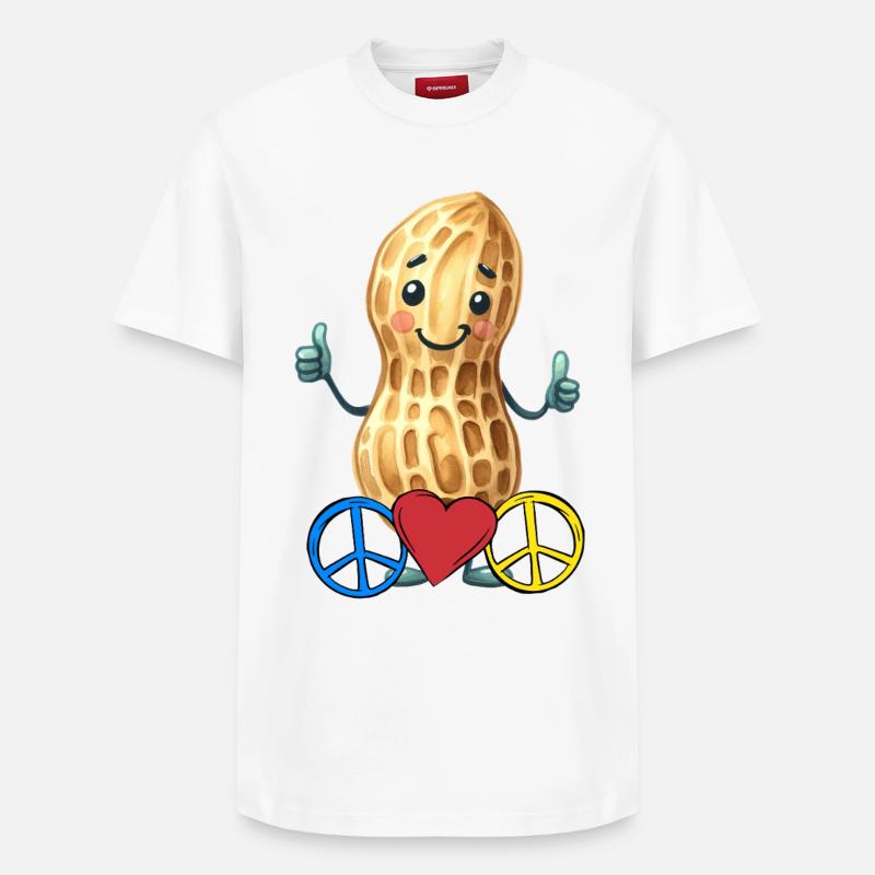 Erdnuss Peace Herz Frieden - Relaxed Unisex Supima Cotton T-Shirt – von SPREAD - Weiß