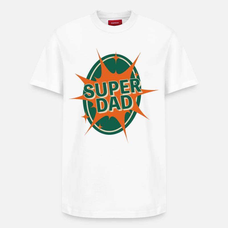 Super Dad Comic Style Design - Relaxed Unisex Supima Cotton T-Shirt – von SPREAD - Weiß