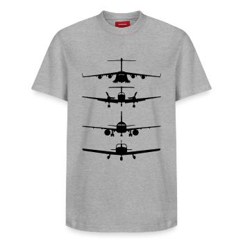 Avions - T-shirt unisexe décontracté en coton Supima – de SPREAD - blanc - Devant - AI Model Female 172 dark (172cm) & AI Model Male 185 dark (185cm)